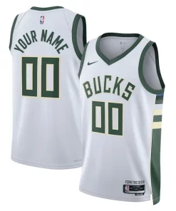 Milwaukee Bucks Nike Unisex Swingman Custom Jersey White Vibrant Association Edition