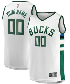 Milwaukee Bucks Youth Fast Break Authentique Replica Custom Jersey Association Edition White