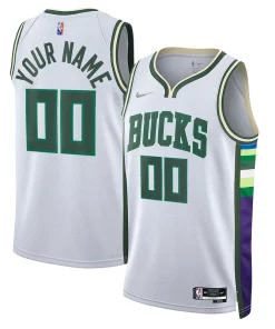 Milwaukee Premium Bucks Nike 2021/22 Swingman Custom Jersey City Edition White