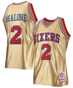 Moses Malone Philadelphia 76ers Sophistiqué 75th Anniversary 1982/83 Hardwood Classics Swingman Jersey Gold