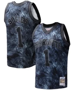 Muggsy Bogues Charlotte Hornets Hardwood Classics 1992/93 Tie Dye Swingman Jersey Black Superbe