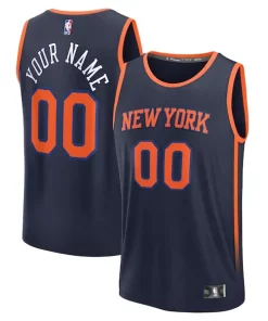 New York Knicks Custom Fast Break Jersey Refiné Navy Statement Edition