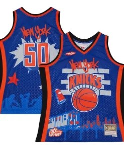 New York Knicks x Tats Cru Hardwood Classics Exceptionnel Fashion Jersey Blue