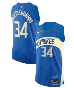 Nike Giannis Antetokounmpo Milwaukee Bucks Authentic Jersey Exceptionnel City Edition Blue