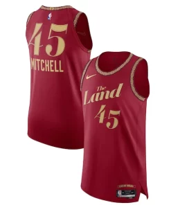 Nike Haut de gamme Donovan Mitchell Cleveland Cavaliers Authentic Jersey City Edition Wine