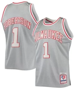 Oscar Robertson Milwaukee Bucks 75th Anniversary 1971/72 Hardwood Classics Swingman Unique Jersey Silver