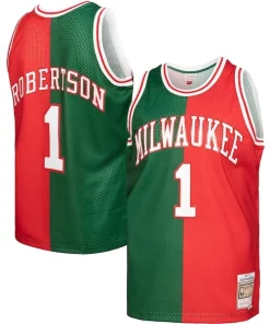 Oscar Robertson Milwaukee Bucks Admirable Hardwood Classics 1971/72 Split Swingman Jersey Green/Red