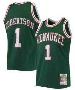 Oscar Robertson Personalisable Milwaukee Bucks 1996/97 Hardwood Classics NBA 75th Anniversary Diamond Swingman Jersey Green