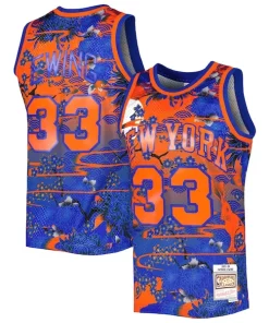 Patrick Ewing New York Knicks 1985/86 Hardwood Classics Lunar New Year Swingman Stylish Jersey Blue