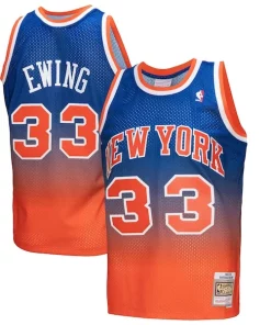 Patrick Ewing New York Knicks 1991/92 Hardwood Classics Fadeaway Swingman Tendance Player Jersey Orange/Royal