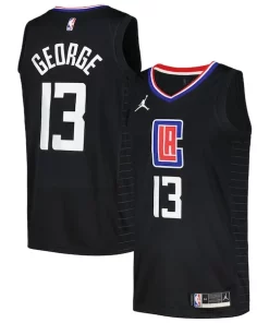 Paul George LA Clippers Jordan Brand Nike Swingman Élégant Player Jersey Statement Edition Black