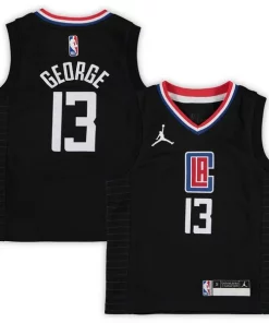 Paul George LA Clippers Jordan Brand Preschool 2020/21 Refiné Fast Break Replica Jersey Statement Edition Black