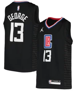 Paul George LA Clippers Jordan Brand Youth 2020/21 Swingman Player Éclatant Jersey Black Statement Edition