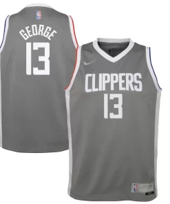 Paul George Personalisable LA Clippers Nike Youth 2020/21 Swingman Player Jersey Gray Earned Edition