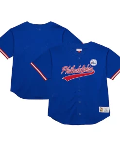 Philadelphia 76ers Hardwood Classics On The Clock Mesh Fashion Baseball Jersey Royal Refiné
