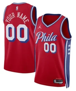 Philadelphia 76ers Jordan Brand Unisex 2022/23 Stylish Swingman Custom Jersey Statement Edition Red