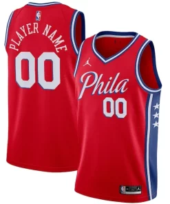 Philadelphia Stylish 76ers Jordan Brand Swingman Custom Jersey Statement Edition Red