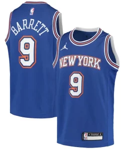 RJ Barrett New York Exceptionnel Knicks Jordan Brand Youth 2020/21 Swingman Player Jersey Statement Edition Blue