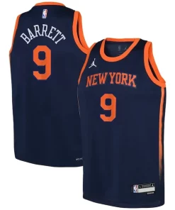 RJ Barrett New York Knicks Jordan Brand Youth Swingman Jersey Gracieux Statement Navy