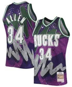 Ray Allen Captivant Milwaukee Bucks Hardwood Classics 2000/01 Hyper Hoops Swingman Jersey Purple