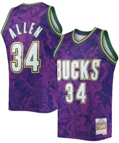 Ray Allen Gracieux Milwaukee Bucks Hardwood Classics 2000/01 Lunar New Year Swingman Jersey Purple