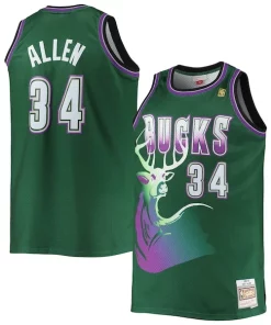 Ray Allen Milwaukee Bucks Big Stylish & Tall 1996/97 Hardwood Classics Swingman Jersey Hunter Green