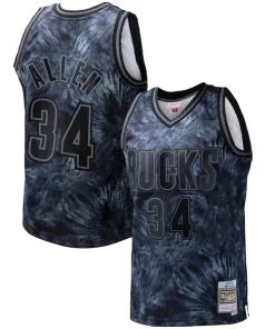 Ray Allen Milwaukee Bucks Hardwood Classics 1996/97 Tie Dye Swingman Jersey Black Notable