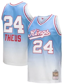 Reggie Exclusif Theus Sacramento Kings 1985/86 Hardwood Classics Fadeaway Swingman Player Jersey White/Light Blue