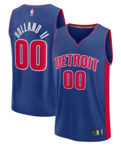 Ron Holland II Detroit Pistons Fast Haut de gamme Break Replica Player Jersey Icon Edition Blue