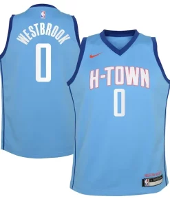 Russell Haut de gamme Westbrook Houston Rockets Nike Youth 2020/21 Swingman Jersey Blue City Edition