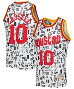 Sam Cassell Houston Rockets 1993/94 Hardwood Classics Prime Doodle Swingman Jersey White