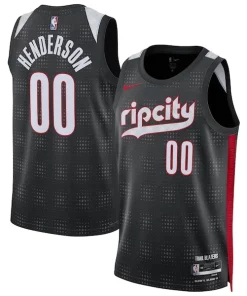 Scoot Henderson Portland Trail Blazers Nike Unisex 2024/25 Swingman Player Jersey City Edition Admirable Black