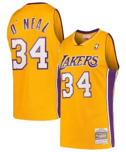 Shaquille Admirable O'Neal Los Angeles Lakers Hardwood Classics Swingman Jersey Gold