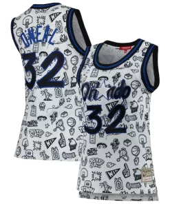 Shaquille Éclatant O'Neal Orlando Magic Women's 1994 Doodle Swingman Jersey White