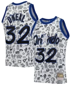 Shaquille O'Neal Distingué Orlando Magic 1994/95 Hardwood Classics Doodle Swingman Player Jersey White