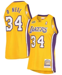 Shaquille O'Neal Los Angeles Exquisite Lakers 2000 NBA Finals Hardwood Classics Authentic Jersey Gold