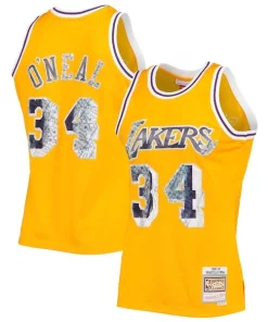 Shaquille O'Neal Los Angeles Lakers 1996 Confortable 97 Hardwood Classics NBA 75th Anniversary Diamond Swingman Jersey Gold