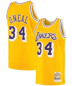 Shaquille O'Neal Los Angeles Lakers 1996/97 Hardwood Exceptionnel Classics Authentic Jersey Gold