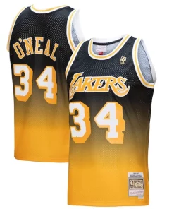 Shaquille O'Neal Los Angeles Lakers 1996/97 Personalisable Hardwood Classics Fadeaway Swingman Player Jersey Gold/Black