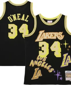 Shaquille O'Neal Los Angeles Lakers 1996/97 Swingman Sidewalk Sketch Jersey Black Exclusif