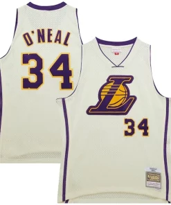 Shaquille O'Neal Los Angeles Lakers Incontournable Chainstitch Swingman Jersey Cream