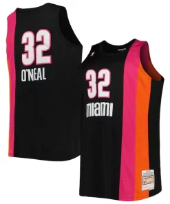 Shaquille O'Neal Miami Heat Big Personalisable & Tall Hardwood Classics 2005/06 Swingman Jersey Black