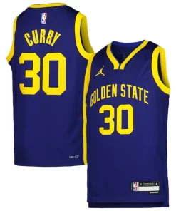 Stephen Curry Golden Personalisable State Warriors Jordan Brand Youth Swingman Jersey Statement Edition Blue