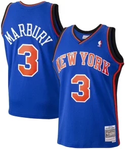 Stephon Marbury New York Exclusif Knicks Hardwood Classics Swingman Jersey Blue