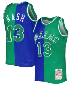 Steve Nash Dallas Mavericks Hardwood Classics 1998/99 Split Stylish Swingman Jersey Blue/Green