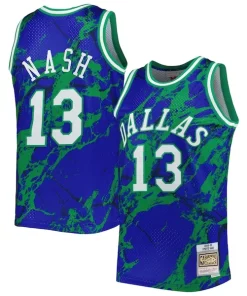 Steve Nash Dallas Unique Mavericks 1998/99 Hardwood Classics Marble Swingman Jersey Blue