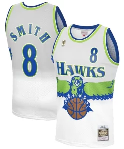 Steve Smith Exquisite Atlanta Hawks 1996 97 Hardwood Classics Reload 3.0 Swingman Jersey White