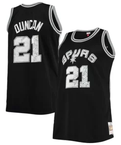 Tim Duncan San Antonio Spurs Big & Tall 1998/99 NBA 75th Anniversary Diamond Swingman Jersey Black Superbe