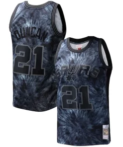 Tim Duncan San Antonio Spurs Hardwood Classics 1998/99 Tie Dye Swingman Jersey Stylish Black