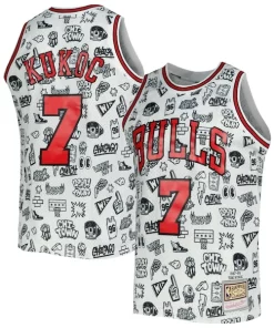 Toni Kukoc Collectible Chicago Bulls 1997/98 Hardwood Classics Doodle Swingman Jersey White